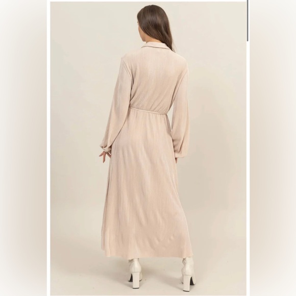 Pretty Pleated Button Down Maxi Dress - Black - Picture 4 of 6